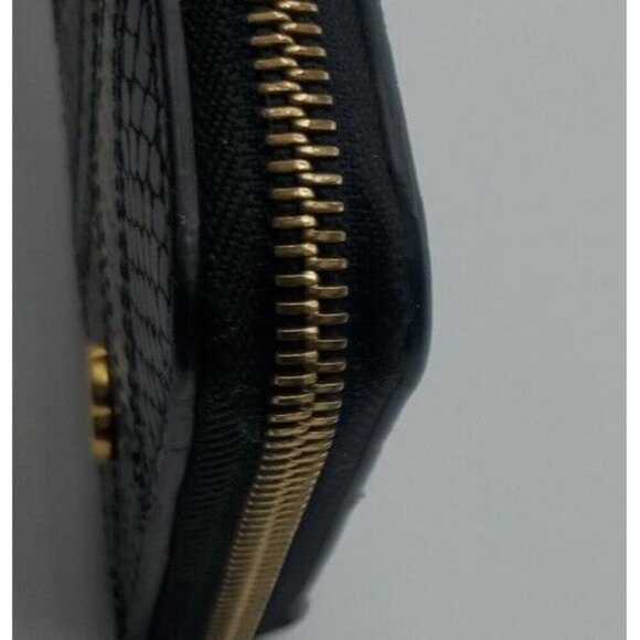 ERIC JAVITS Reptile Patchwork Leather Black Tan Zip Around Wallet - Picture 6 of 15